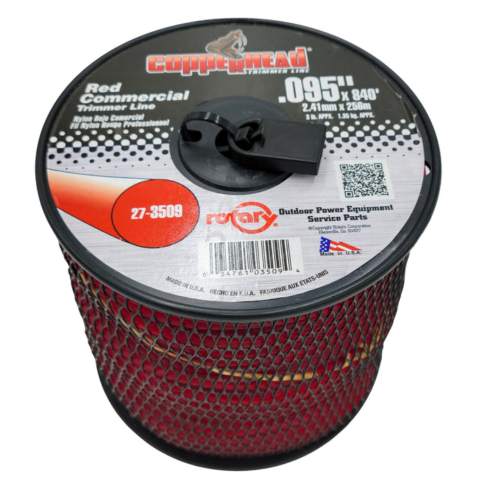 .095" Trimmer Line w/Cutter Rotary Round Medium Spool Red (3509)
