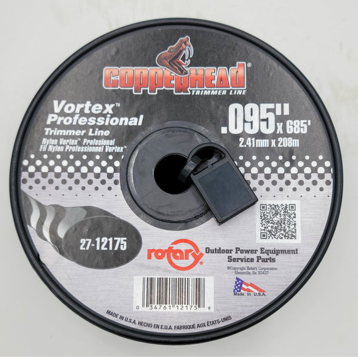.095" Trimmer Line w/Cutter Rotary Vortex Medium Spool Black (12175)