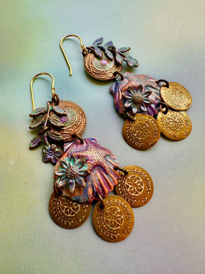 Unique handcrafted earrings with coin charms
