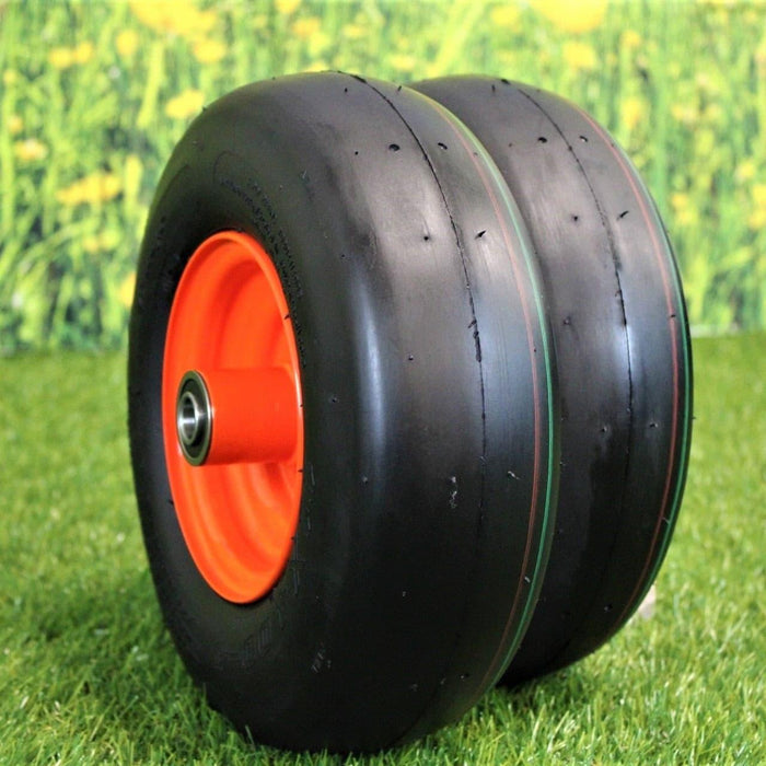11x4.00-5 Tires & 5.25 Kubota Orange Wheels 4 Ply for Lawn & Garden Mower (Set of 2)