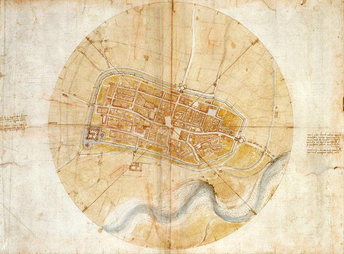 1502 Da Vinci Map Wallpaper Mural-Wall Mural-Eazywallz