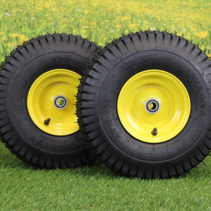 15x6.00-6 Tires & Wheels 4 Ply for Lawn & Garden Mower Turf Tires .75" Bearing (Set of 2)