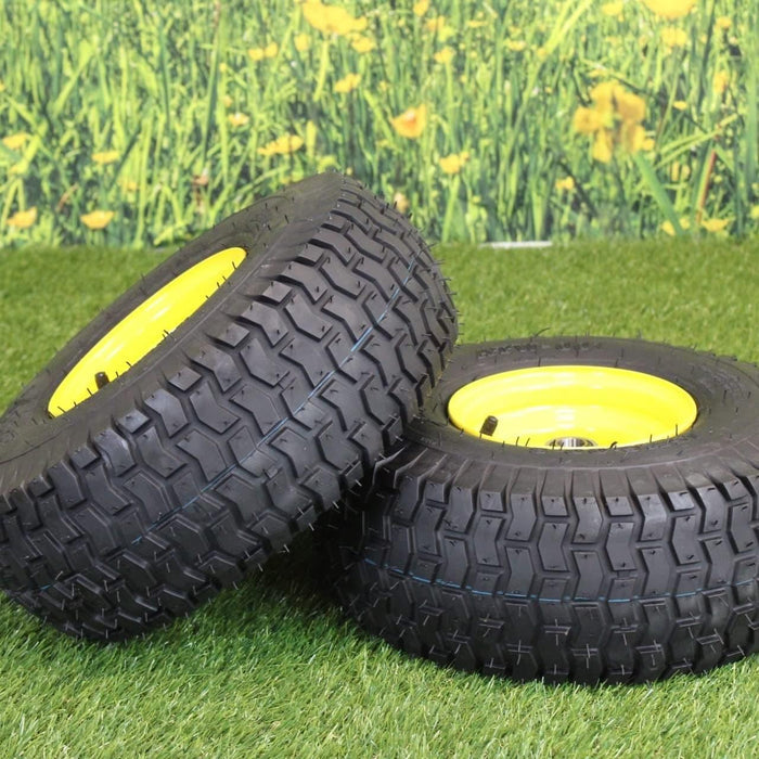 15x6.00-6 Tires & Wheels 4 Ply for Lawn & Garden Mower Turf Tires .75" Bearing (Set of 2)
