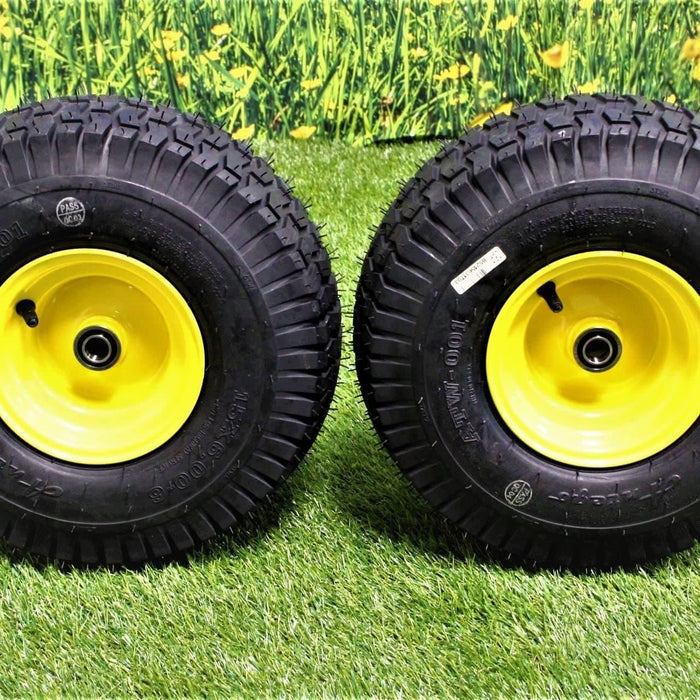 15x6.00-6 Tires & Wheels 4 Ply for Lawn & Garden Mower Turf Tires .75" Bearing (Set of 2)