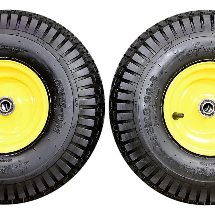 15x6.00-6 Tires & Wheels 4 Ply for Lawn & Garden Mower Turf Tires .75" Bearing (Set of 2)