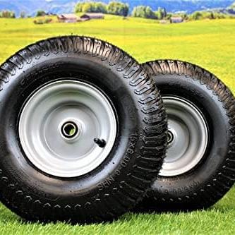 15x6.00-6 Turf Tire & Wheel Assembly  .75" Bearing for Husqvarna/Poulan ATW-003 (Set of 2)