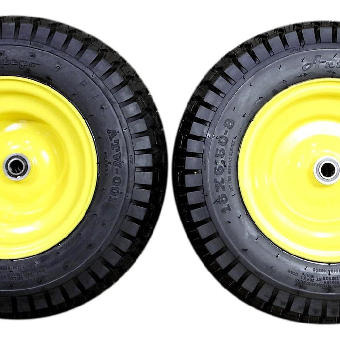 16x6.50-8 Tires & Wheels 4 Ply for Lawn & Garden Mower Turf Tires .75" Bearing (Set of 2)