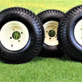 18X8.50-8" Turf Tires 4 Ply with 8x7 Beige/Tan Steel Golf Cart Wheel Assemblies ATW-003 (Set of 4)