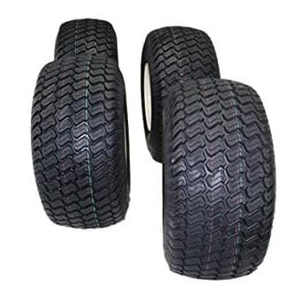 18X8.50-8" Turf Tires 4 Ply with 8x7 Beige/Tan Steel Golf Cart Wheel Assemblies ATW-003 (Set of 4)