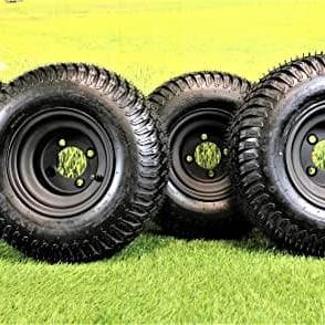 18X8.50-8" Turf Tires 4 Ply with 8x7 Matte Black Steel Golf Cart Wheel Assemblies (Set of 4)