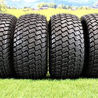 18X8.50-8" Turf Tires 4 Ply with 8x7 Matte Black Steel Golf Cart Wheel Assemblies (Set of 4)