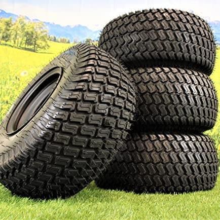 18X8.50-8" Turf Tires 4 Ply with 8x7 Matte Black Steel Golf Cart Wheel Assemblies (Set of 4)