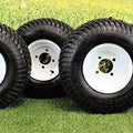18X8.50-8" Turf Tires 4 Ply with 8x7 White Steel Golf Cart Wheel Assemblies ATW-003 (Set of 4)