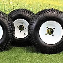 18X8.50-8" Turf Tires 4 Ply with 8x7 White Steel Golf Cart Wheel Assemblies ATW-003 (Set of 4)