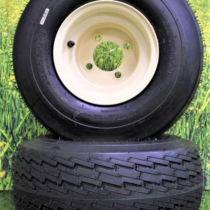 18x8.50-8 with 8x7 Tan Wheel Assembly for Golf Cart and Lawn Mower (Set of 2)