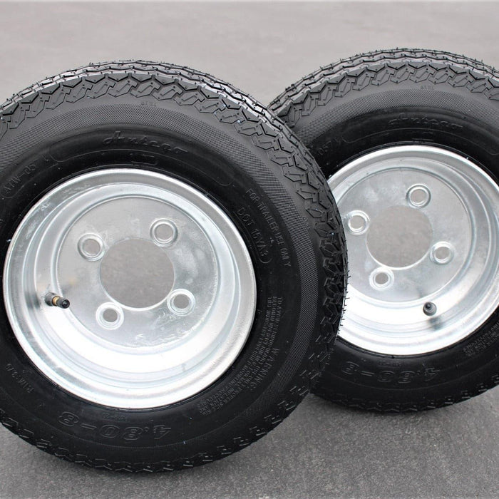2-Pack Antego Trailer Tire On Rim 480-8 4.80-8 Load C 4 Lug Galvanized Wheel