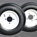 2-Pack Antego Trailer Tire On Rim 480-8 4.80-8 Load C 4 Lug White Wheel
