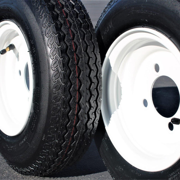 2-Pack Antego Trailer Tire On Rim 480-8 4.80-8 Load C 4 Lug White Wheel