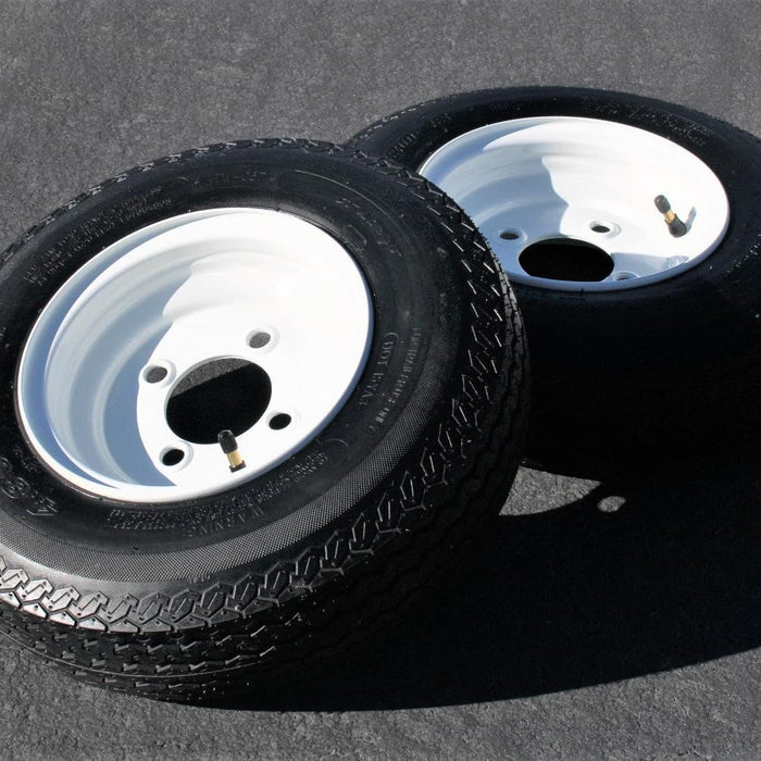 2-Pack Antego Trailer Tire On Rim 480-8 4.80-8 Load C 4 Lug White Wheel
