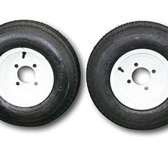 2-Pack Antego Trailer Tire On Rim 480-8 4.80-8 Load C 4 Lug White Wheel
