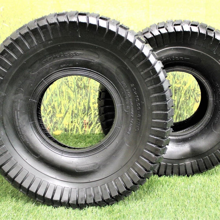 20x10.00-8 2-Ply Turf Tires for Lawn & Garden Mower (Set of Two)
