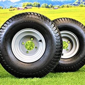 20x10.00-8  4 Ply Turf Tires with 8x7 Wheels  Lawn & Garden Mower and Golf Cart (Set of 2)