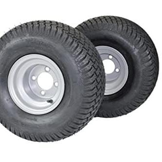 20x10.00-8  4 Ply Turf Tires with 8x7 Wheels  Lawn & Garden Mower and Golf Cart (Set of 2)