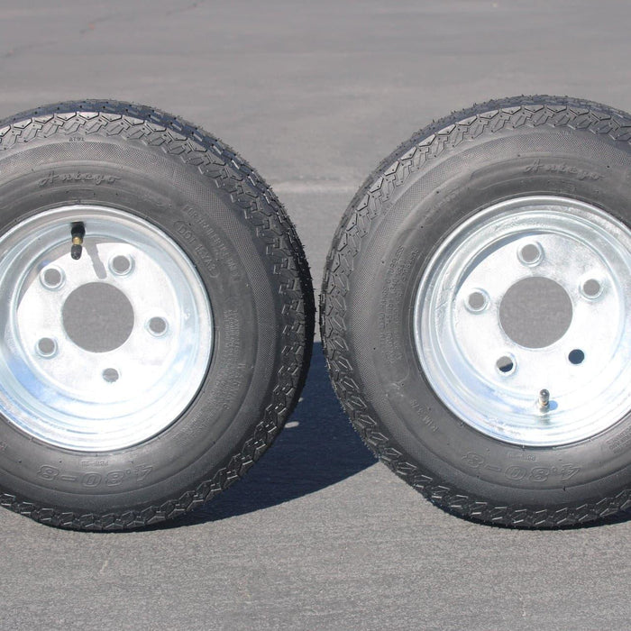 480-8 Trailer Tire Set of 2 Galvanized Wheels