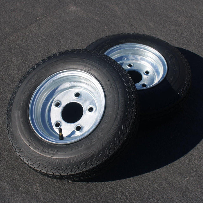 480-8 Trailer Tire Set of 2 Galvanized Wheels