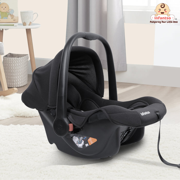 4‑in‑1 Baby Carry Cot Amora | Lightweight, Safety‑Certified 3‑Point Harness | Adjustable Handle, Shock‑Absorbing Base & Newborn Soft Cushion Support Upto 13 Kgs