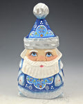 5.5 inch Festive Blue Carved Russian Santa