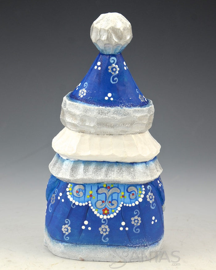 5.5 inch Festive Blue Carved Russian Santa