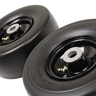 9x3.50-4 Flat Free Tire and Wheel Assemblies - Fits GRAVELY 45205, 3.25" Hub, 3/4" Caged Roller Bearings (Set of 2)