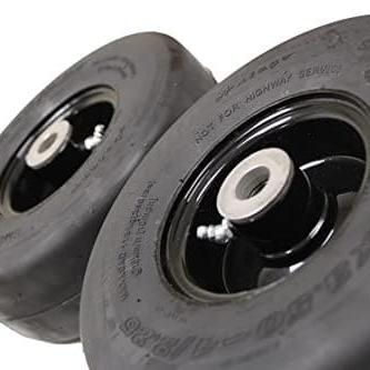 9x3.50-4 Flat Proof, Smooth Semi Pneumatic with Black Wheel (Set of 2) Replacement for ARIENS and Gravely