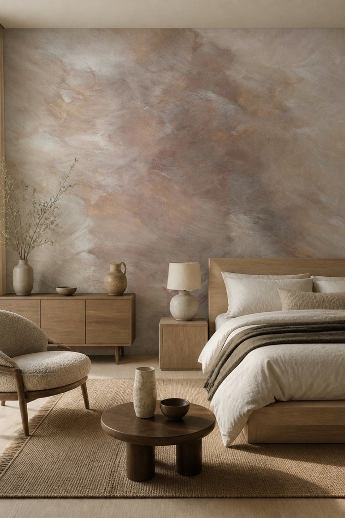 Abstract Sahara #2 abstract wall mural in a minimalist bedroom