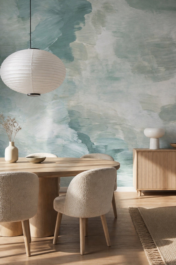 Abstract Taiga #1 wall mural installed in a dining room