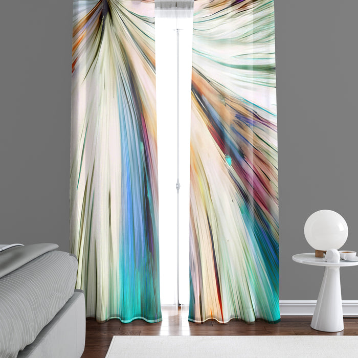 Abstract Window Curtain - Rainbow Watercolor Explosion - Deja Blue Studios