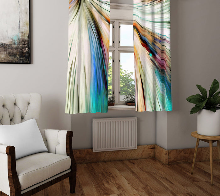 Abstract Window Curtain - Rainbow Watercolor Explosion - Deja Blue Studios