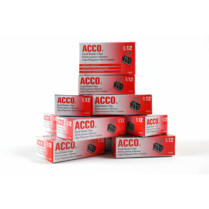 Acco A7072020CS Small Binder Clips, Steel Wire, 5/16" Capacity, 12-Piece, 8-Pack, Black