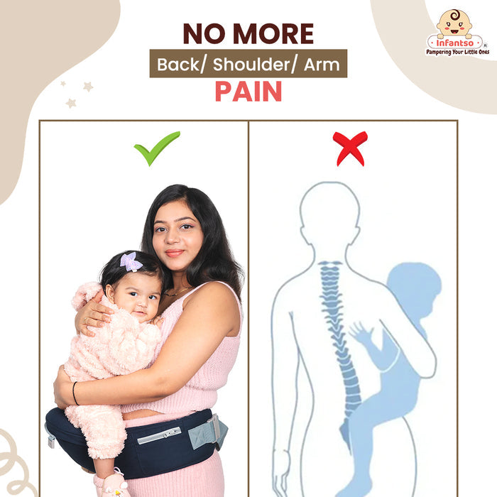 Adjustable Hip Seat Baby Carrier with 4 Carry Positions for 03 to 24 Months