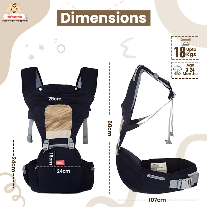 Hip seat carrier dimensions