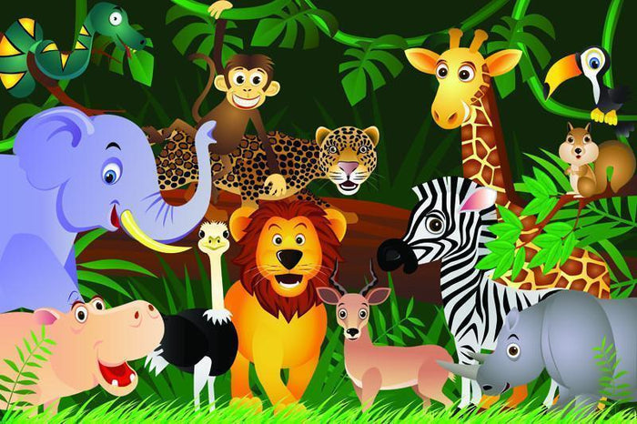 Animals in the jungle Wall Mural-Wall Mural-Eazywallz
