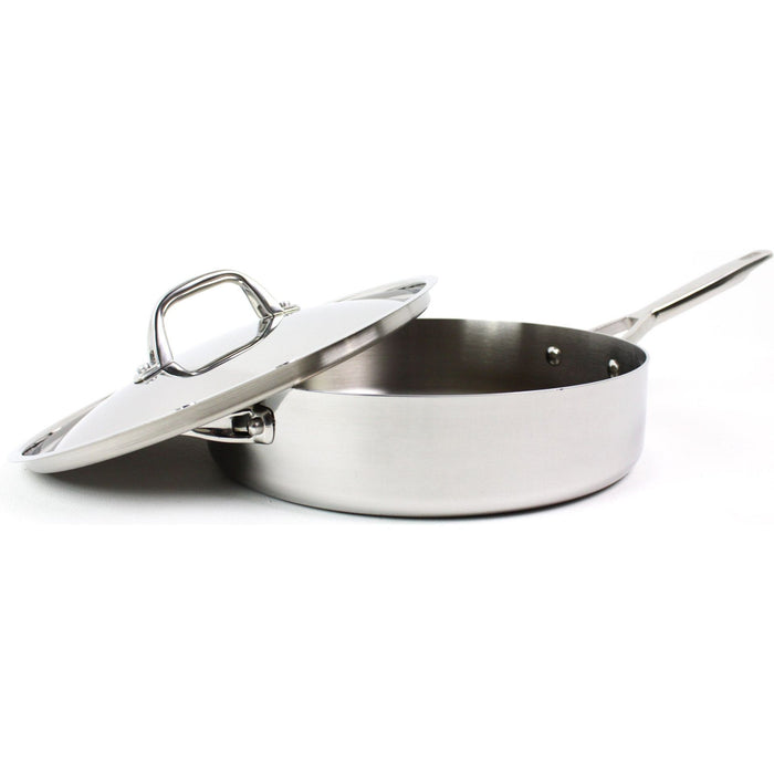Anolon 30825 Triply Clad Stainless Steel Saute Pan / Frying Pan / Fry Pan With Lid And Helper Handle - 5 Quart,, Silver