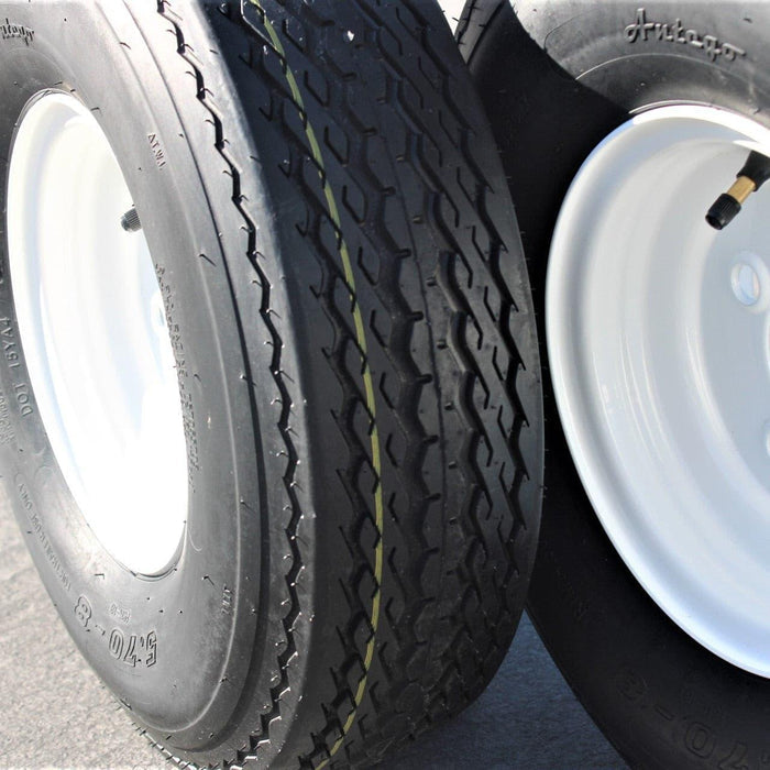 Antego 2-Pack Trailer Tire On Rim 570-8 5.70-8 Load C 4 Lug White Wheel