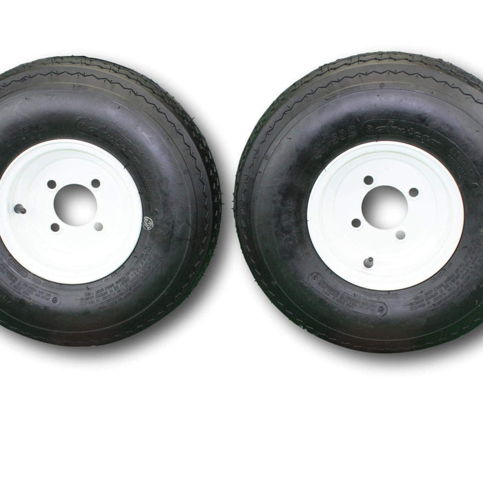 Antego 2-Pack Trailer Tire On Rim 570-8 5.70-8 Load C 4 Lug White Wheel