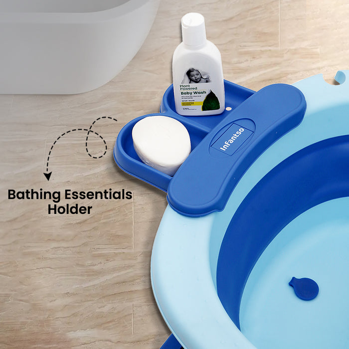 Anti-Slip Foldable Silicone Baby Bathtub with Bath Net and Baby Accessories for Newborns & Toddlers (0+ to 3 years)
