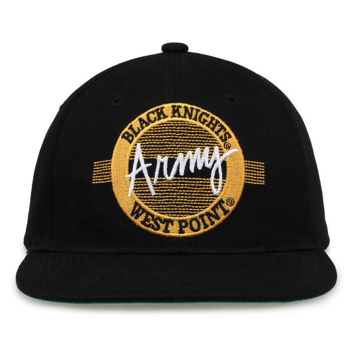 Army Black Knights Retro Circle Snapback - Black, front view