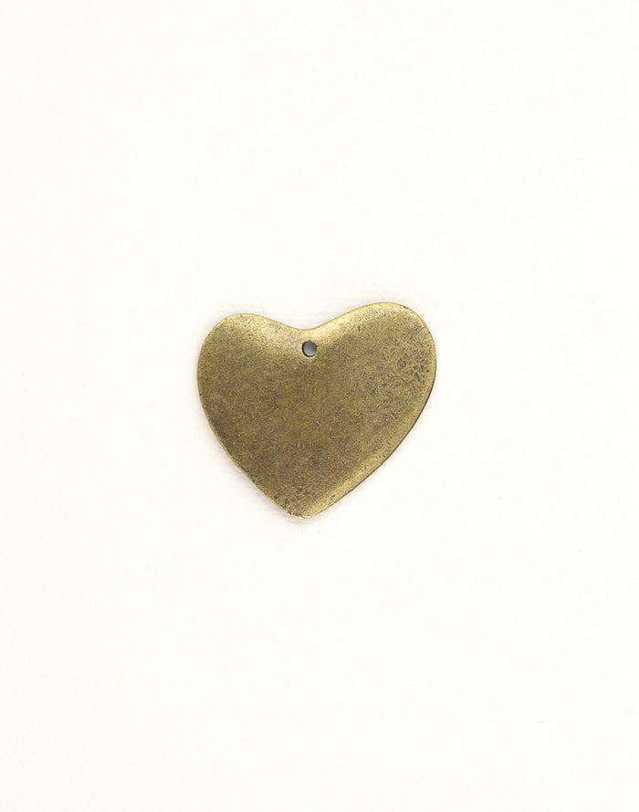 PT100 Heart-shaped charm, antique brass finish
