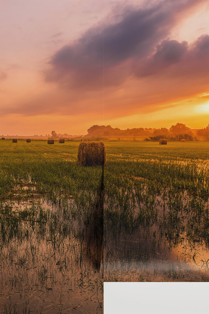 Autumn Sunrise Over Hay Field