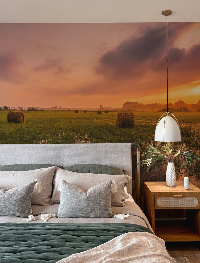 Autumn Sunrise Over Hay Field